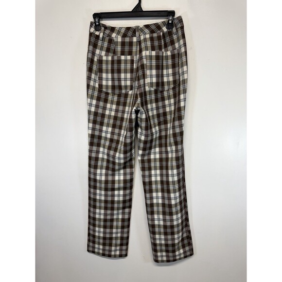 Reformation  Y2K Women’s Franklin brown Plaid Straight Leg Pants Rayon Sz 2 - Picture 11 of 16